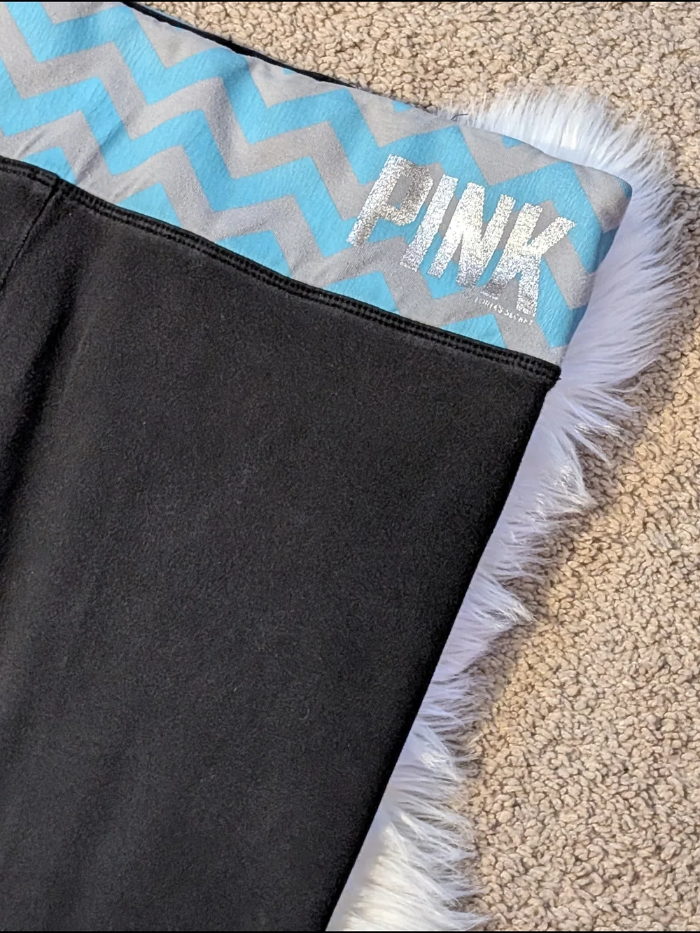 Victoria's Secret PINK Logo Yoga Stretch Pants Black Wide Waistband Size Large - Picture 3 of 11